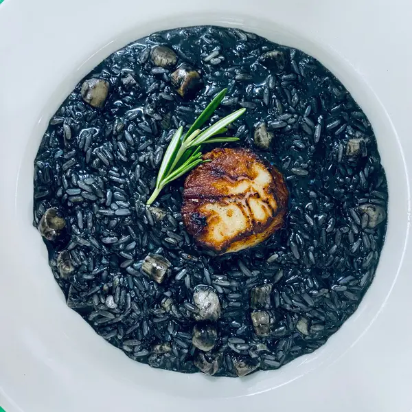 Squid ink risotto